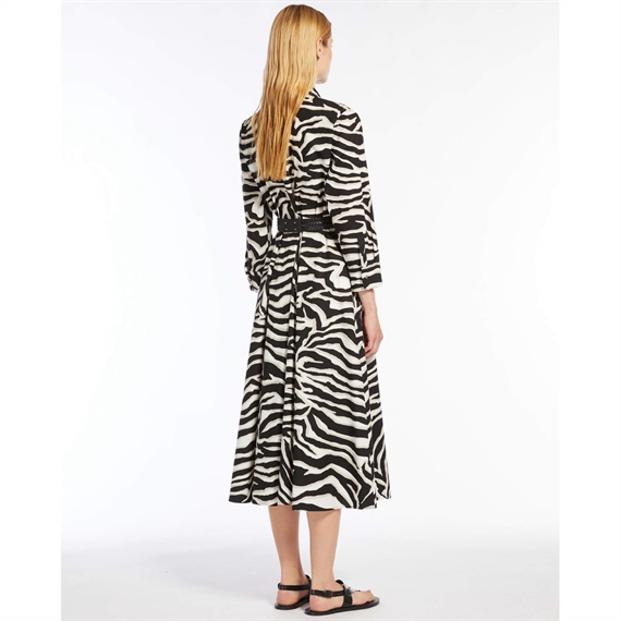 Max Mara Studio ARABBA Kjole, White Black Zebra Print